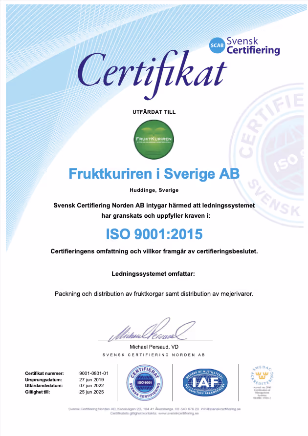 ISO 9001 Certifikat